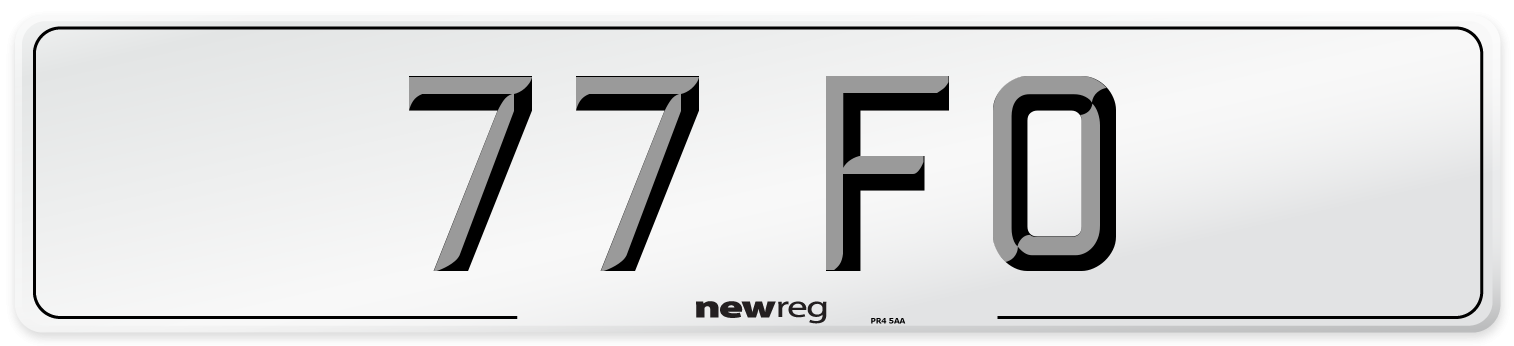 77 FO Number Plate from New Reg